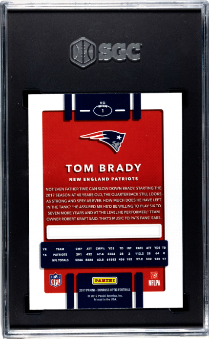 2017 Donruss Optic #1 Tom Brady SGC 9.5 New England Patriots