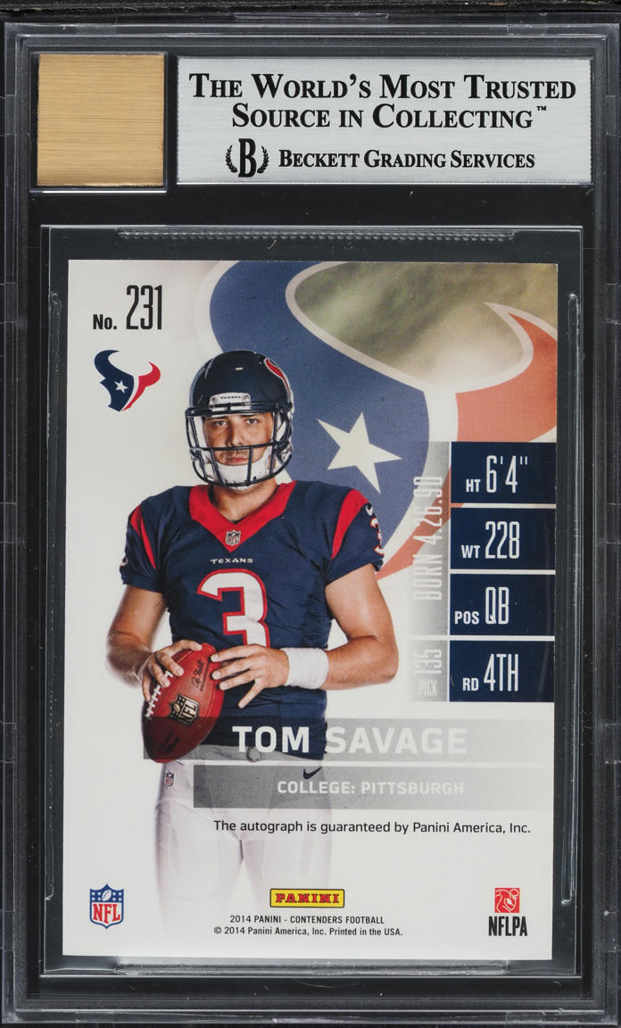 2014 Panini Contenders #231b Tom Savage AUTO /99 RC BGS 9 Texans