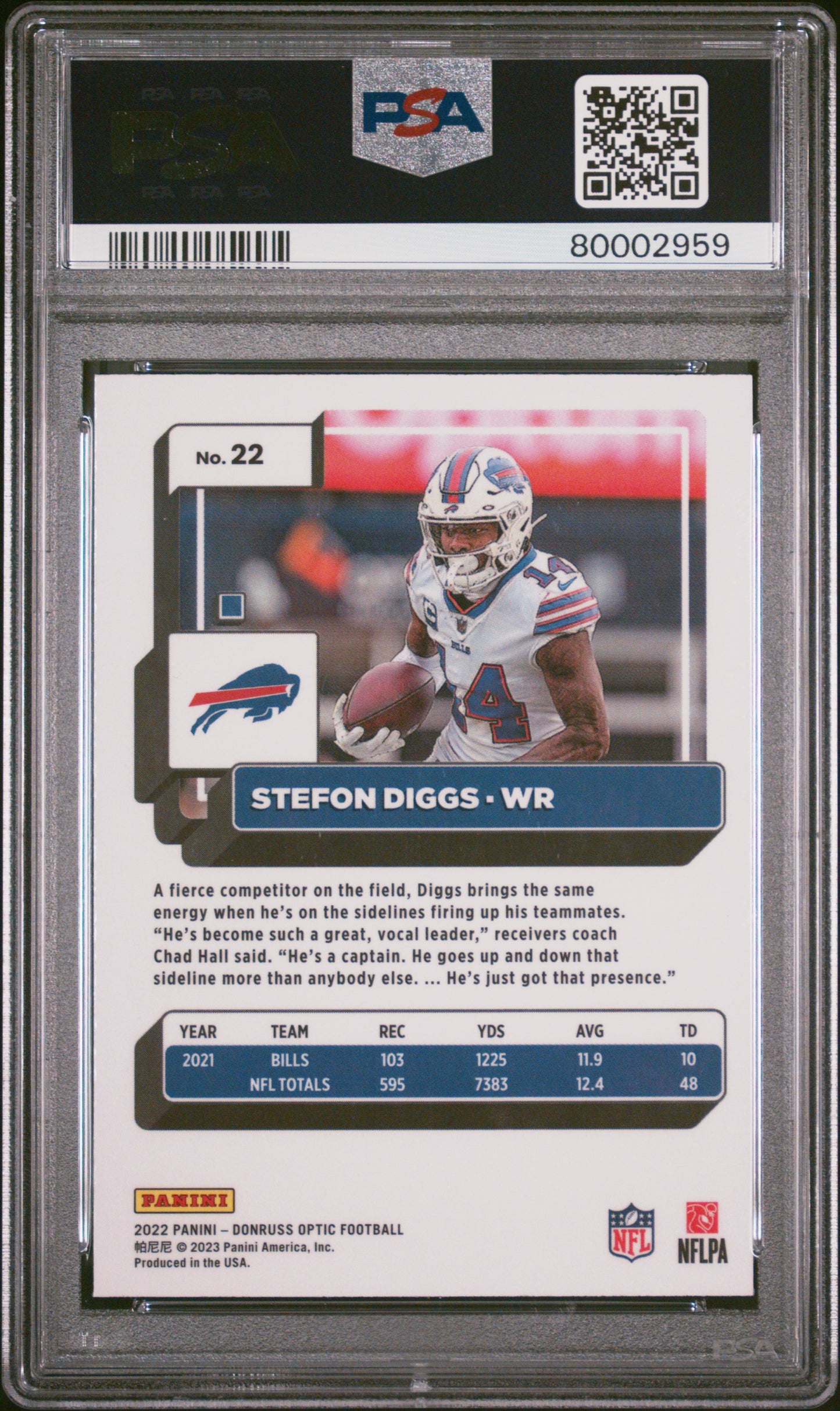 2022 Panini Donruss Optic #22 Stefon Diggs PSA 10 Bills