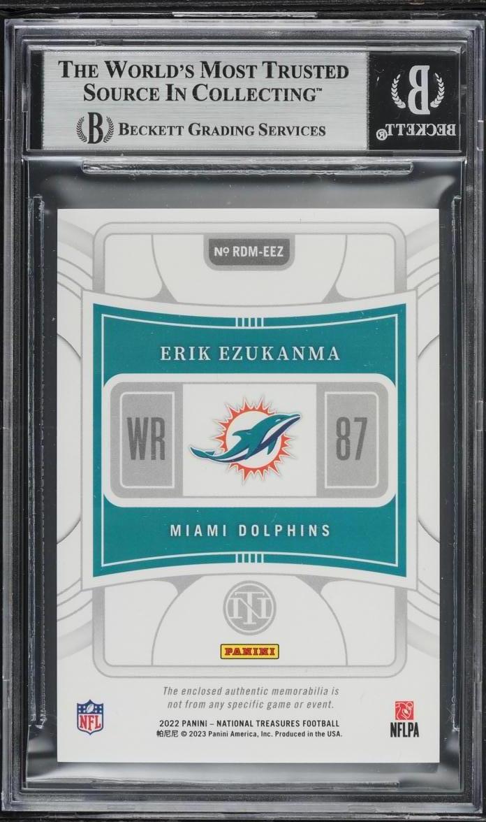 2022 National Treasures #RDM-EEZ Erik Ezukanma Rookie Dual Materials BGS 8.5 /99