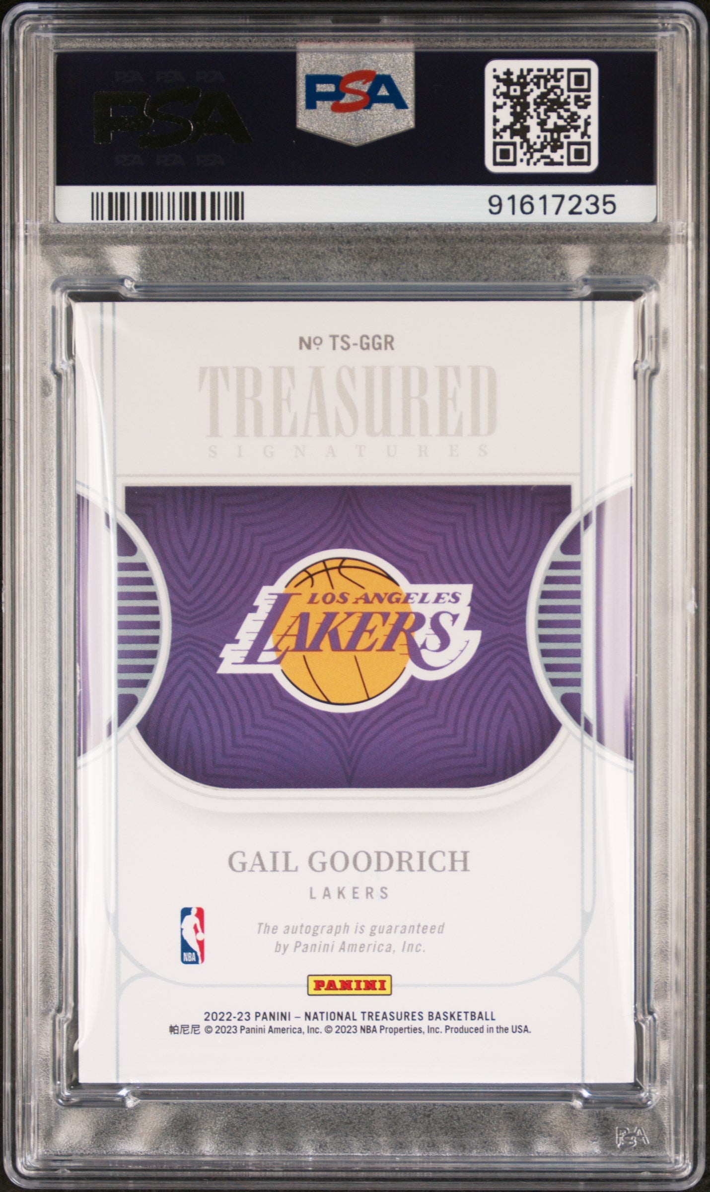 2022-23 National Treasures #TS-GGR Gail Goodrich Treasured Signatures PSA 8 #/99
