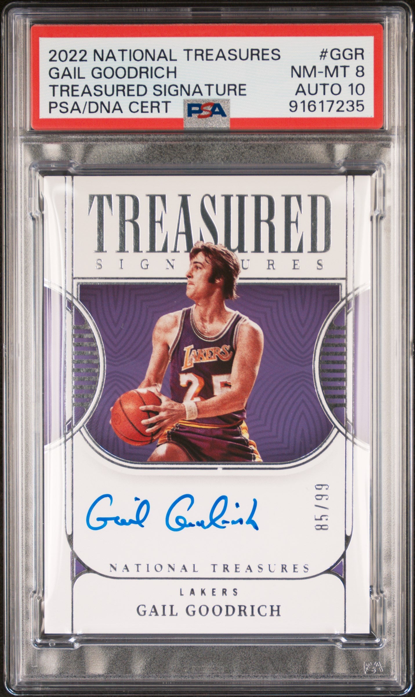 2022-23 National Treasures #TS-GGR Gail Goodrich Treasured Signatures PSA 8 #/99