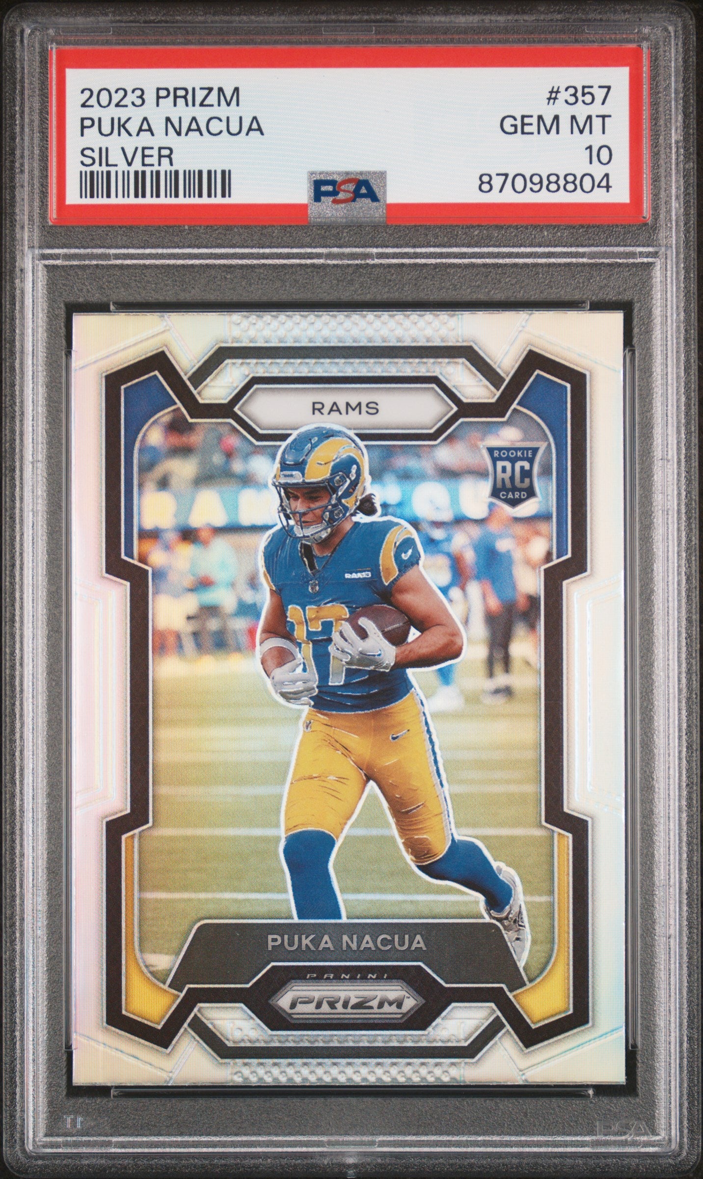 2023 Panini Prizm #357 Puka Nacua Silver PSA 10 RC Rookie Rams