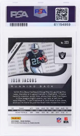 2019 Panini Prizm #323 Josh Jacobs Red PSA 9 RC Rookie Raiders