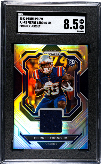 2022 Panini Prizm #PJ-PS Pierre Strong Jr. Premier Jerseys SGC 8.5 RC Patriots