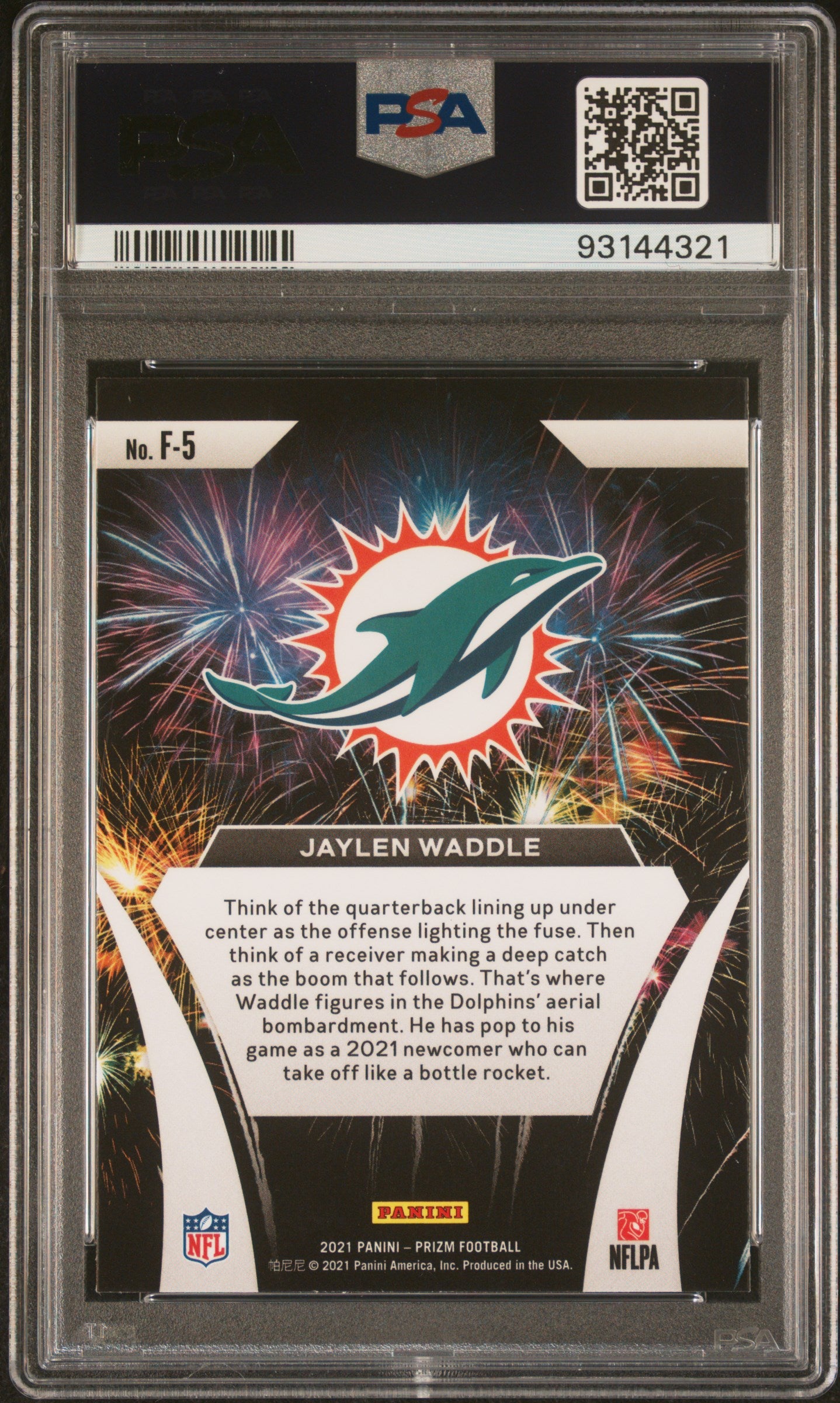 2021 Panini Prizm #F-5 Jaylen Waddle Fireworks RC PSA 10