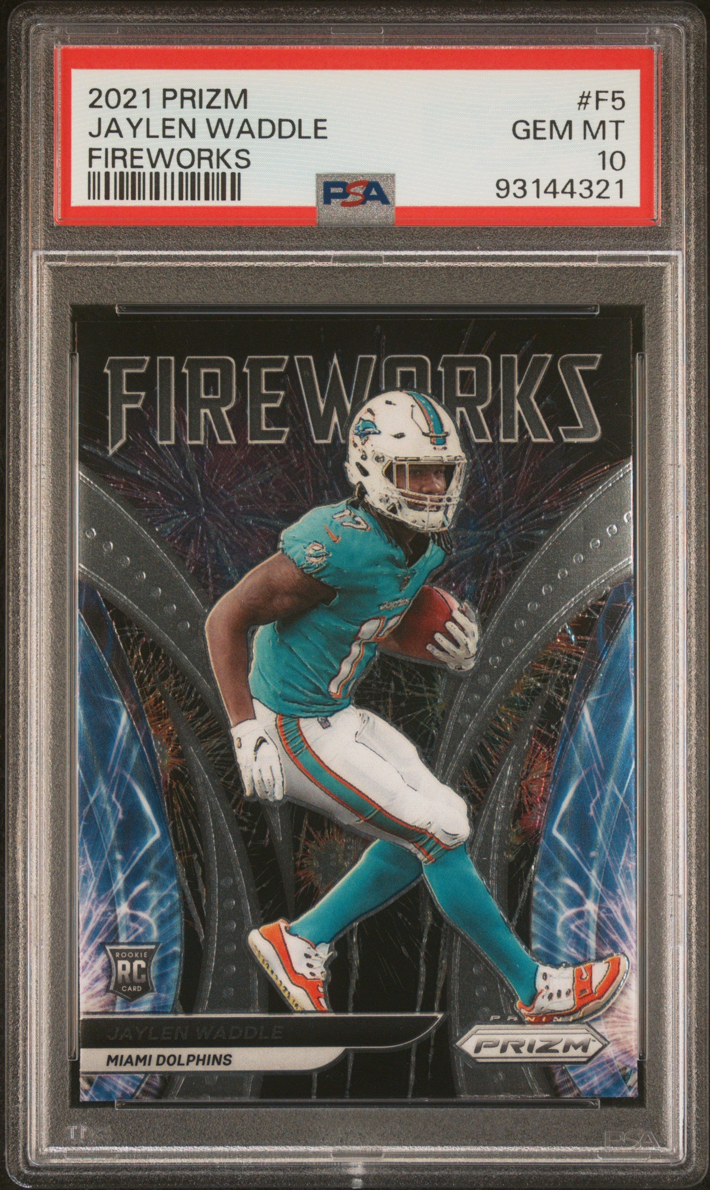2021 Panini Prizm #F-5 Jaylen Waddle Fireworks RC PSA 10
