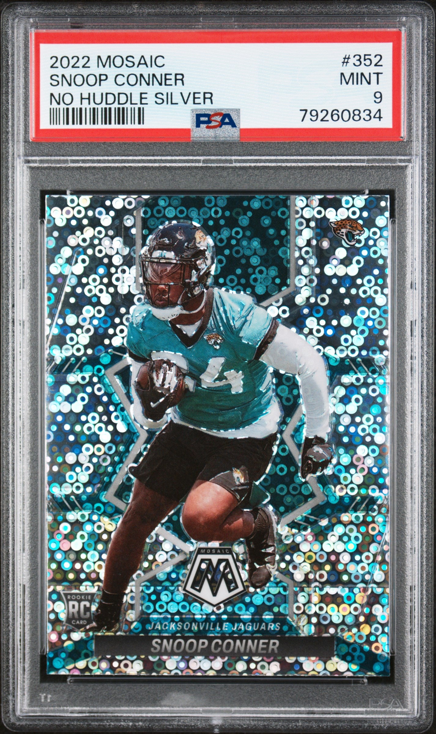 2022 Panini Mosaic #352 Snoop Conner Mosaic No Huddle Silver RC Rookie PSA 9
