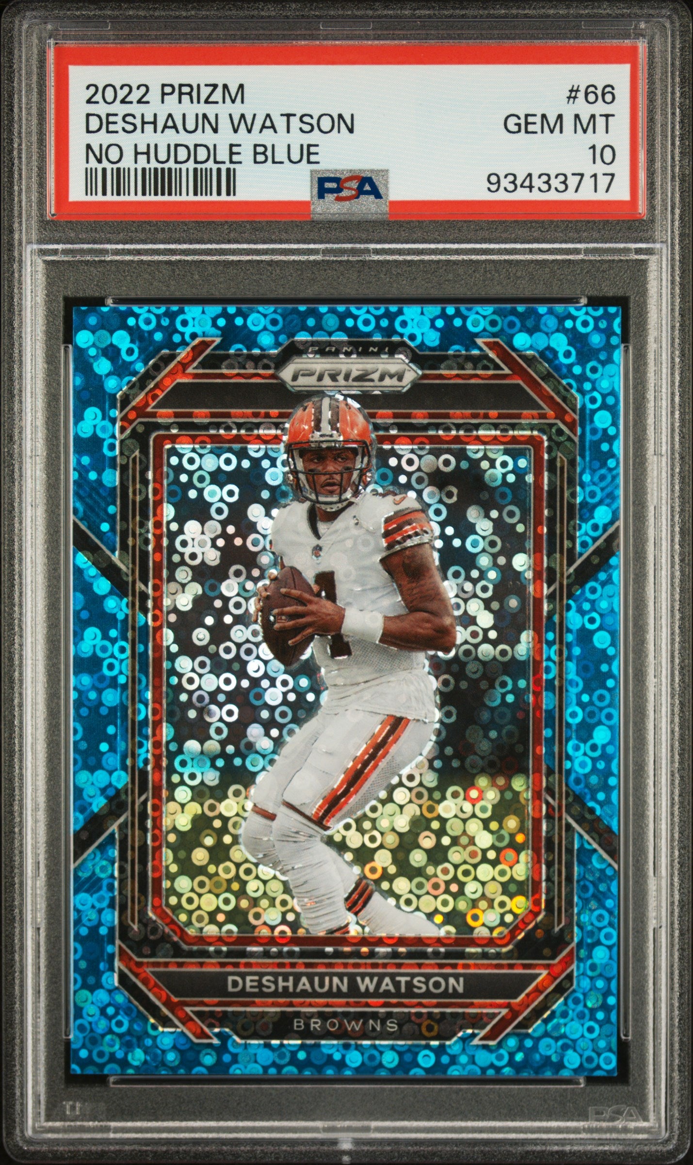 2022 Panini Prizm #66 Deshaun Watson No Huddle Blue PSA 10 #/79