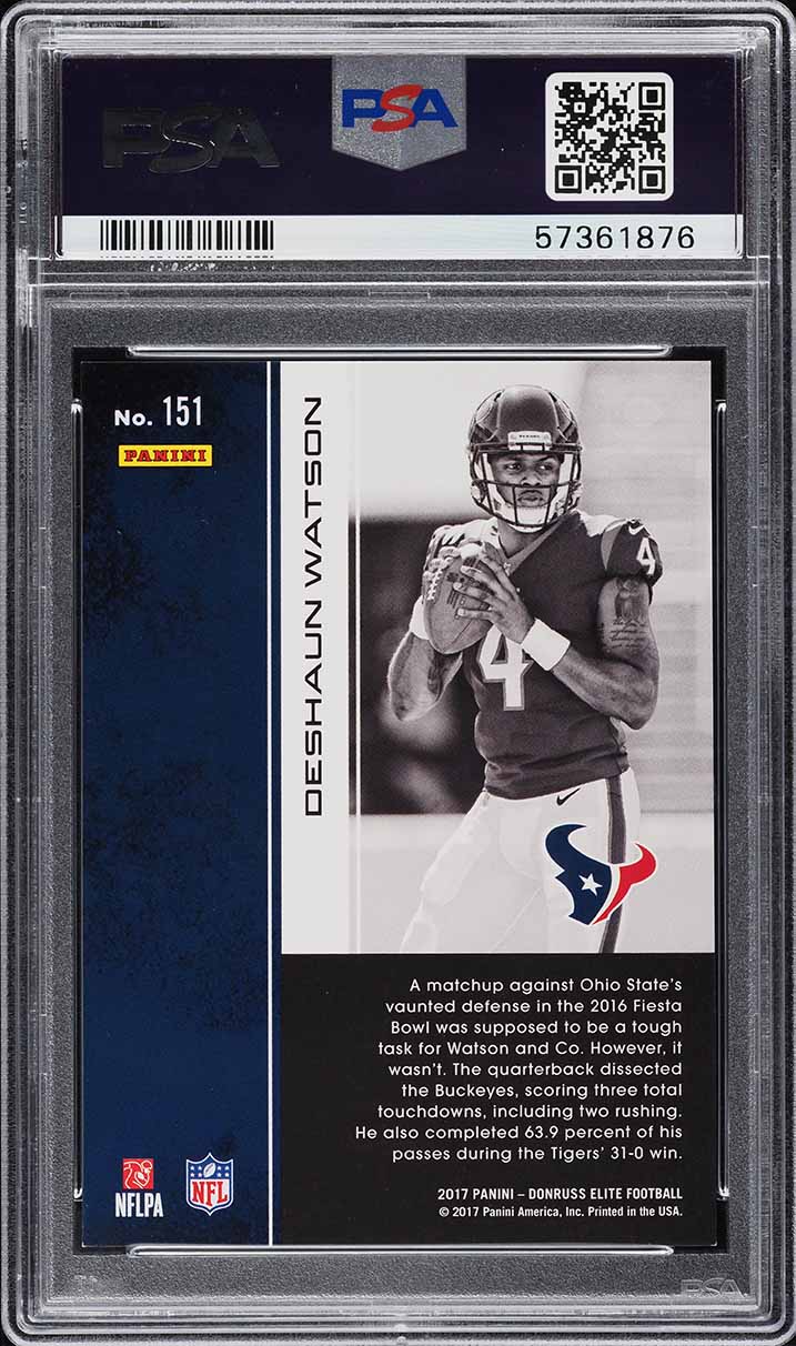 2017 Donruss Elite #151 Deshaun Watson PSA 9 #/499 RC Rookie Texans