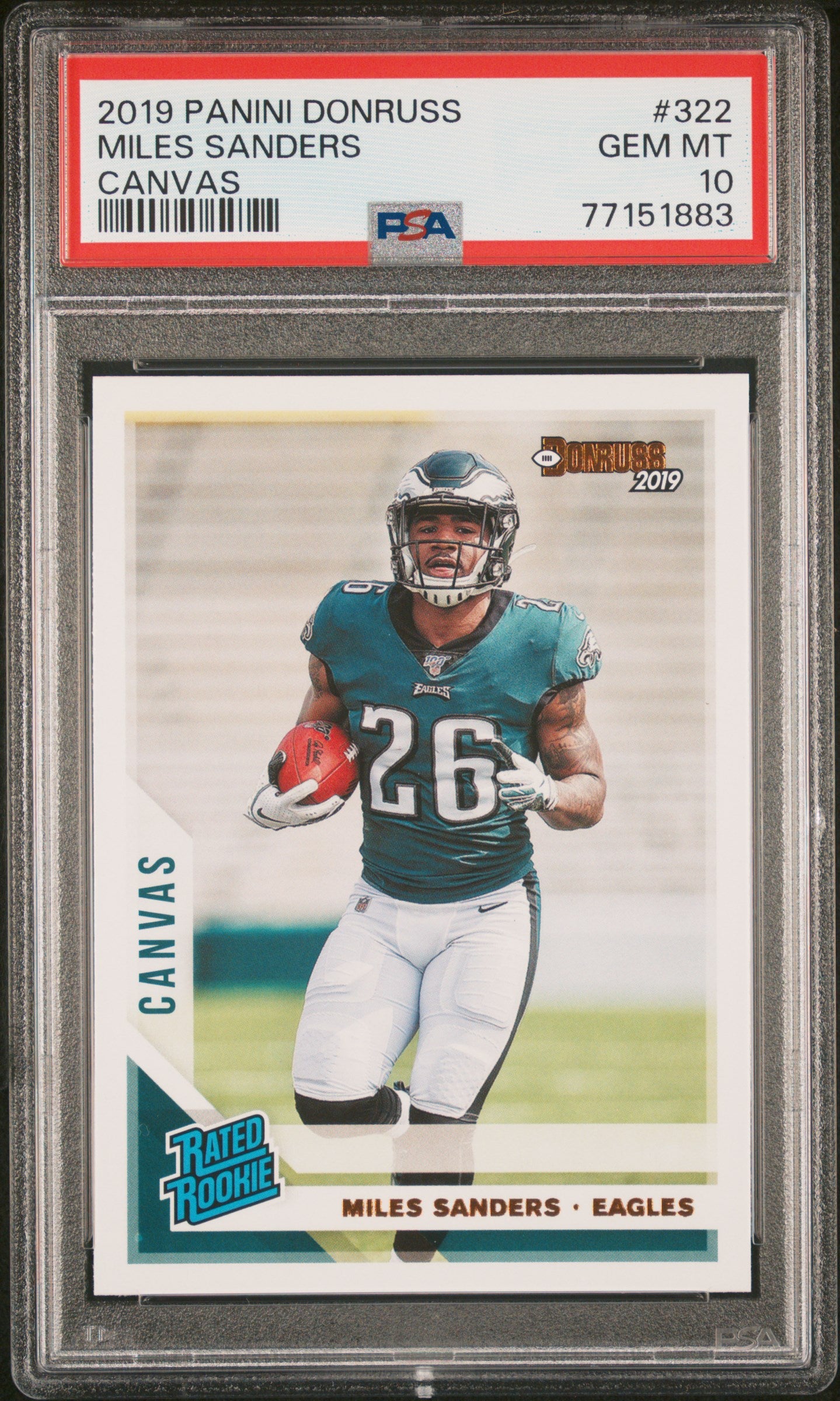 2019 Donruss #322 Miles Sanders Rated Rookies Canvas PSA 10
