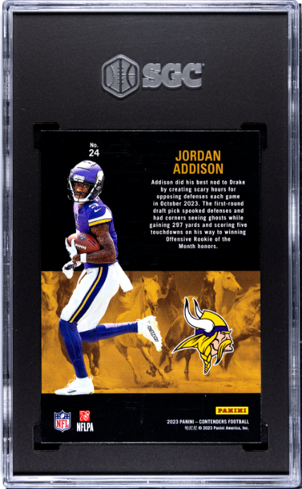 2023 Panini Contenders #24 Jordan Addison Rookie Stallions SGC 9 Vikings