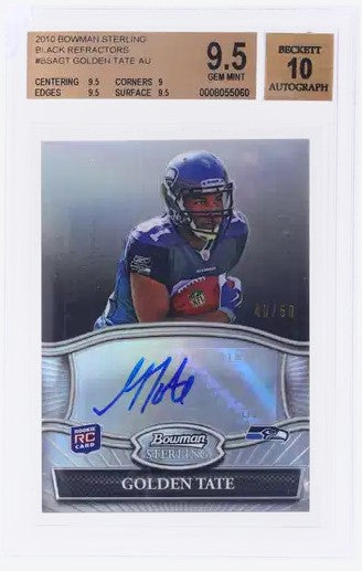 2010 Bowman Sterling #BSAGT Golden Tate RC Black Refractors BGS 9.5 /50