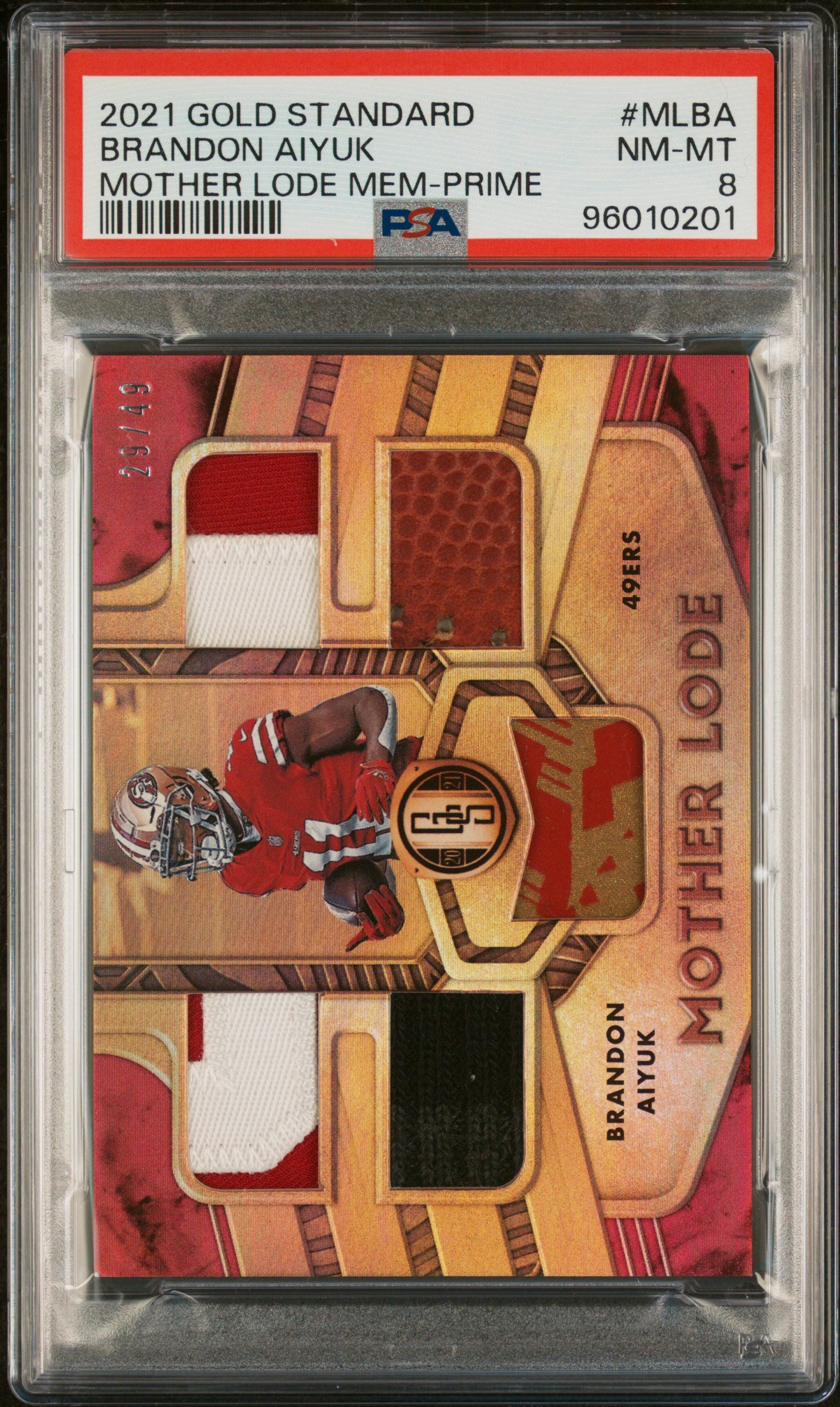 2021 Panini Gold Standard #ML-BA Brandon Aiyuk Mother Lode Prime PSA 8 #/49