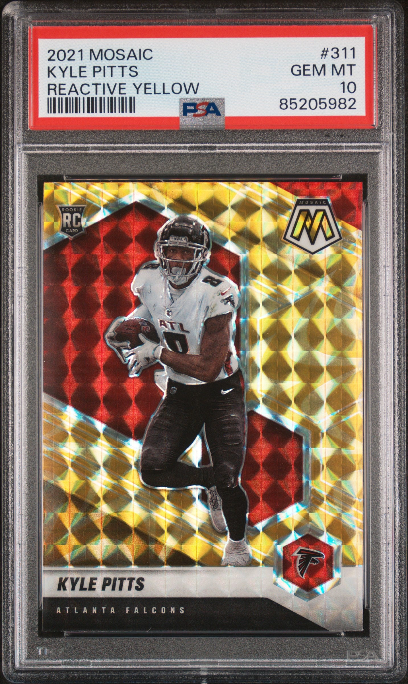 2021 Panini Mosaic #311 Kyle Pitts Prizm Reactive Yellow PSA 10 RC Falcons