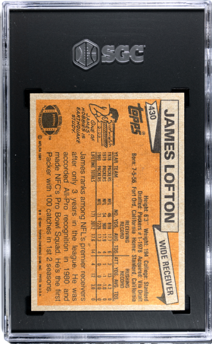 1981 Topps #430 James Lofton SGC 7 Green Bay Packers