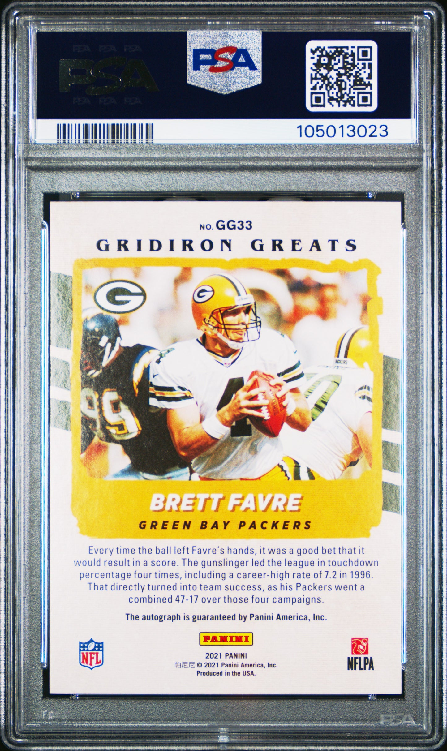 2024 Panini Mosaic #GG33 Brett Favre Gridiron Greats Autograph PSA 9 Packers