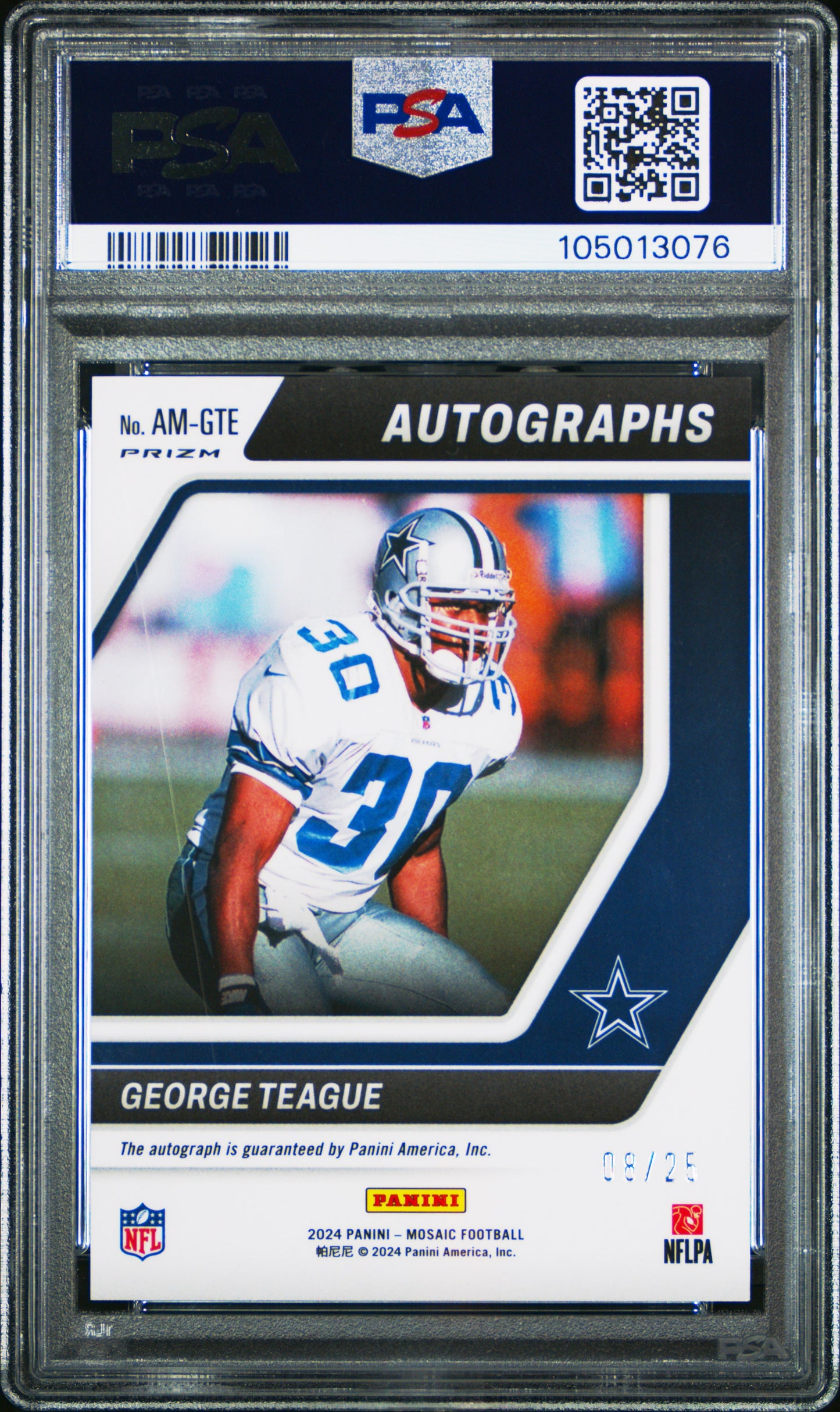 2024 Mosaic #AM-GTE George Teague Auto Choice Fusion Green Black PSA 8 /25