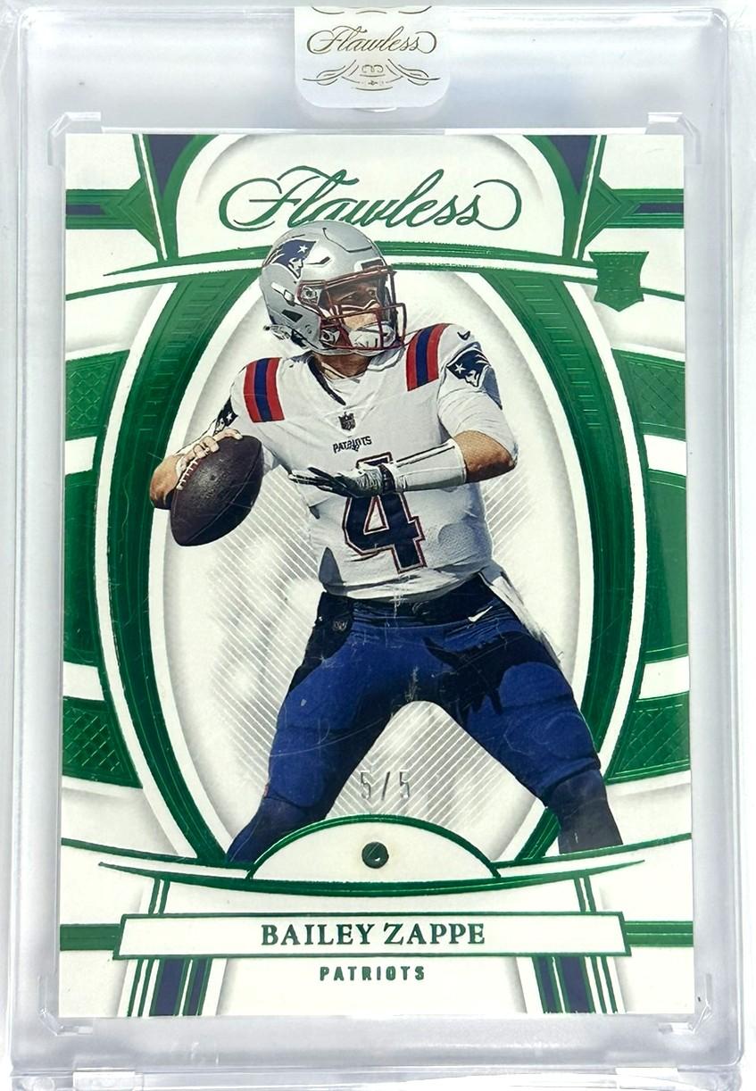 2022 Panini Flawless #104 Bailey Zappe RC Genuine Emerald 5/5