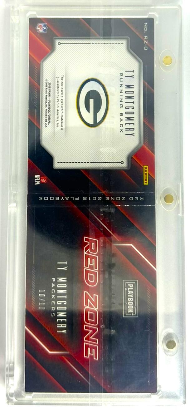 2018 Panini Playbook #RZ-8 Ty Montgomery Red Zone Prime Relic Booklet Gold 10/10