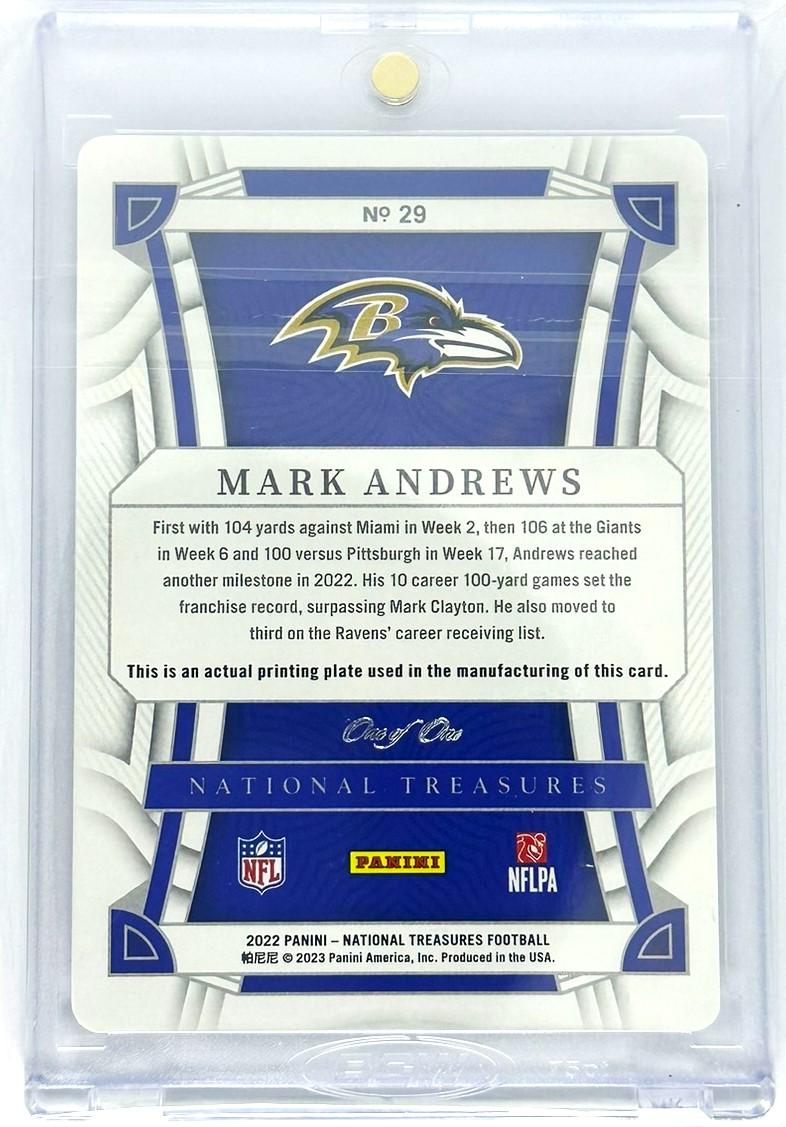 2022 Panini National Treasures #29 Mark Andrews Printing Plate Cyan 1/1