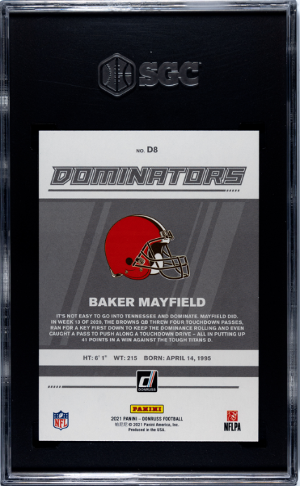 2021 Donruss #D8 Baker Mayfield Dominators SGC 9.5
