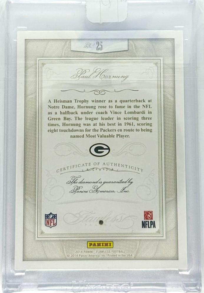 2014 Panini Flawless #25 Paul Hornung Genuine Diamond 08/20 Packers