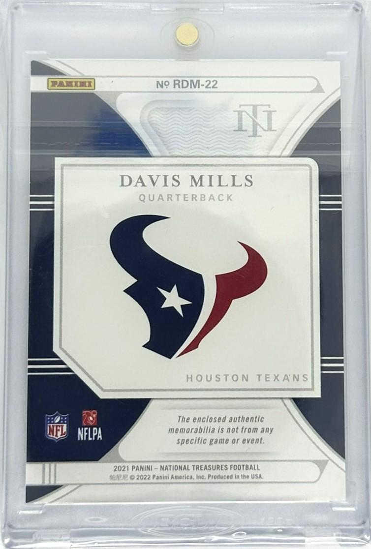 2021 Panini National Treasures #RDM-22 Davis Mills RC Dual Patch Emerald 2/5