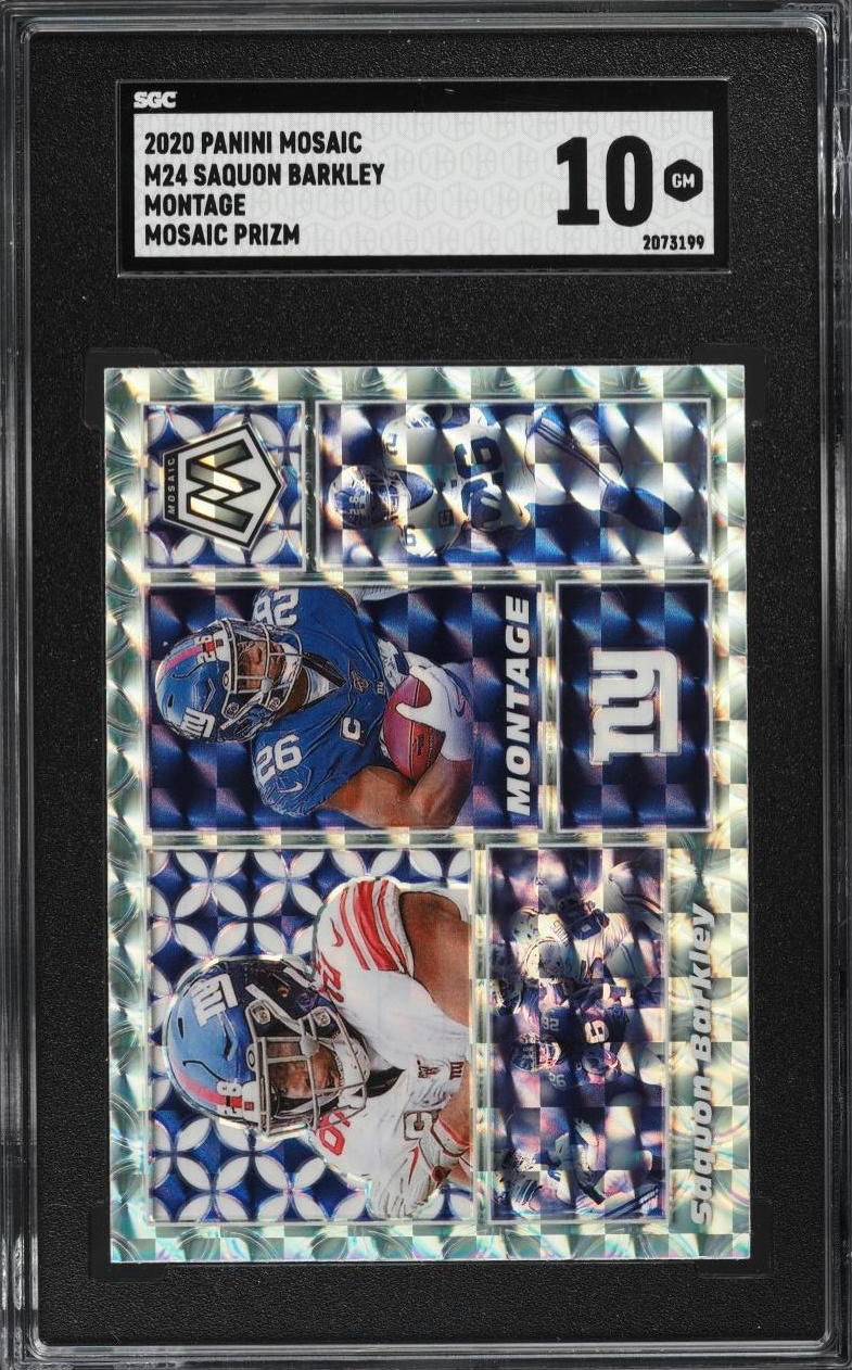 2020 Panini Montage Silver Mosaic Prizm Saquon Barkley #M24 SGC 10