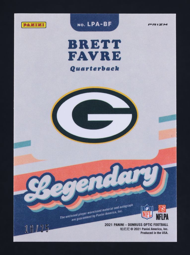 2021 Donruss Optic #LPA-BF Brett Favre Legendary Patch Autographs /25