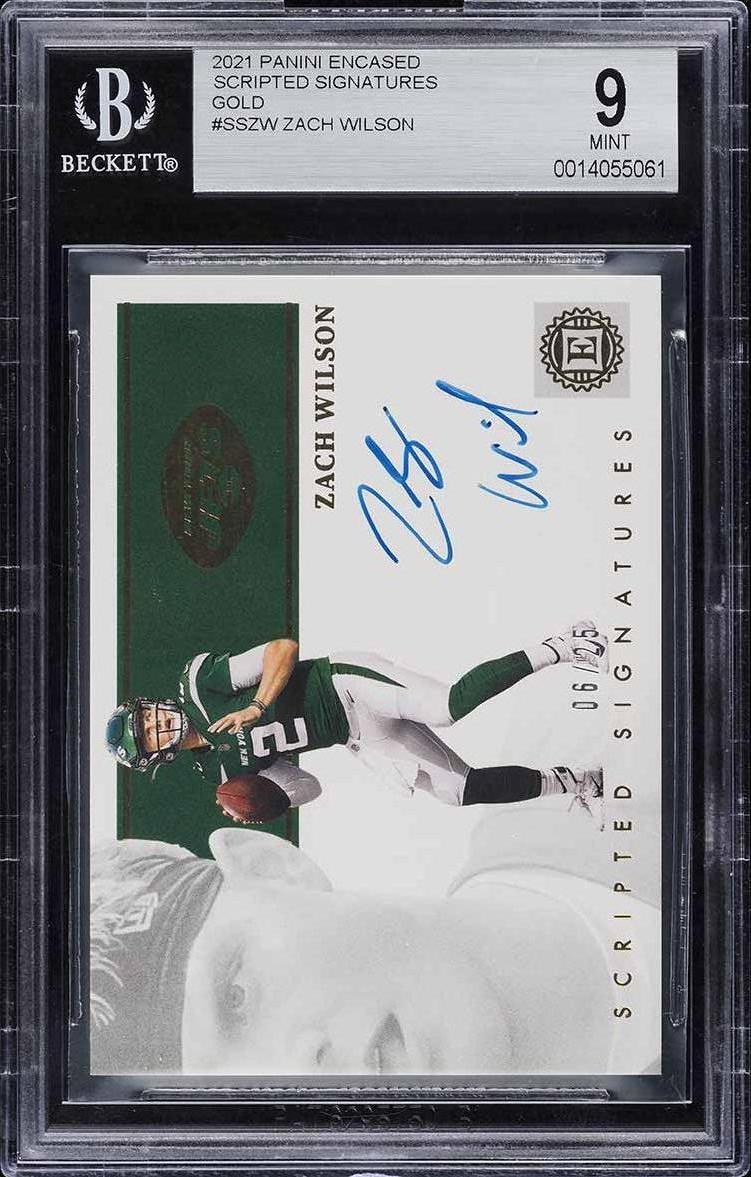 2021 Panini Encased #SS-ZW Zach Wilson Scripted Signatures Auto Gold /25