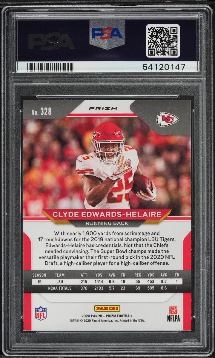 2020 Panini Prizm #328 C.Edwards-Helaire Silver Prizm RC PSA 9 Chiefs