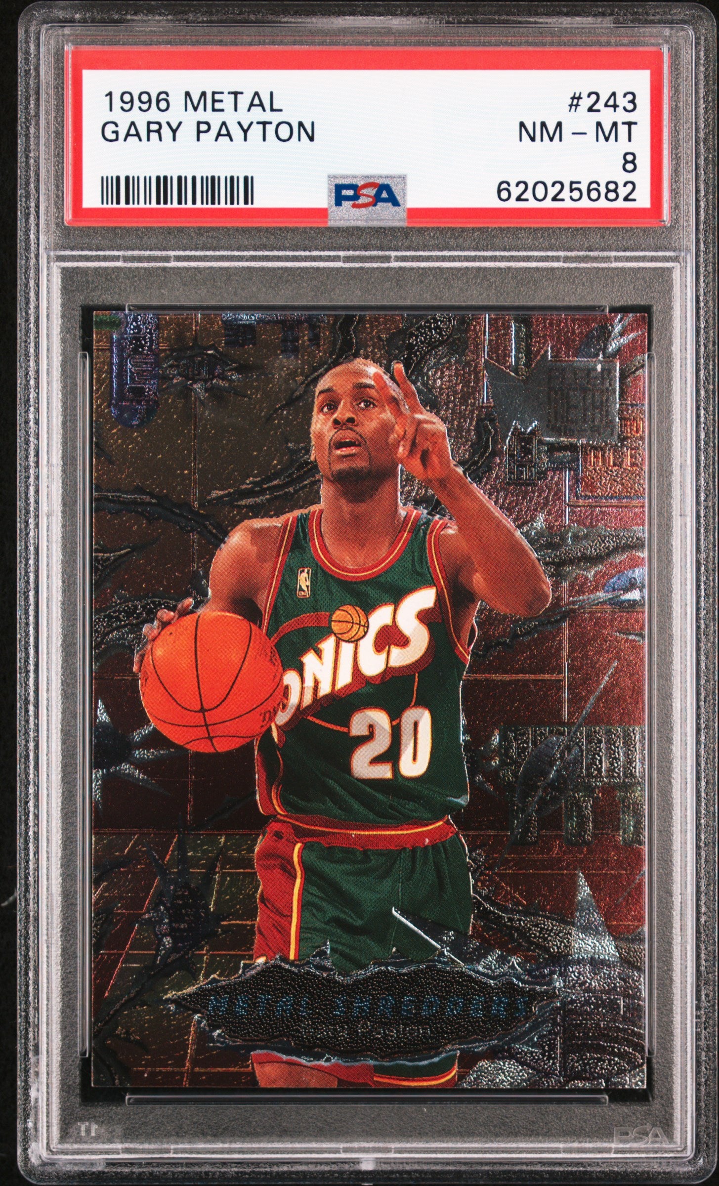 1996-97 Metal #243 Gary Payton PSA 8 Seattle Supersonics