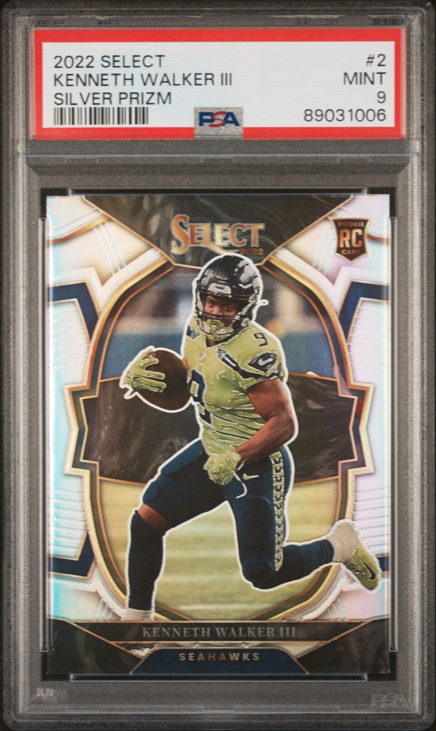 2022 Panini Select #2 Kenneth Walker III Silver Prizm PSA 9 RC Rookie Seahawks