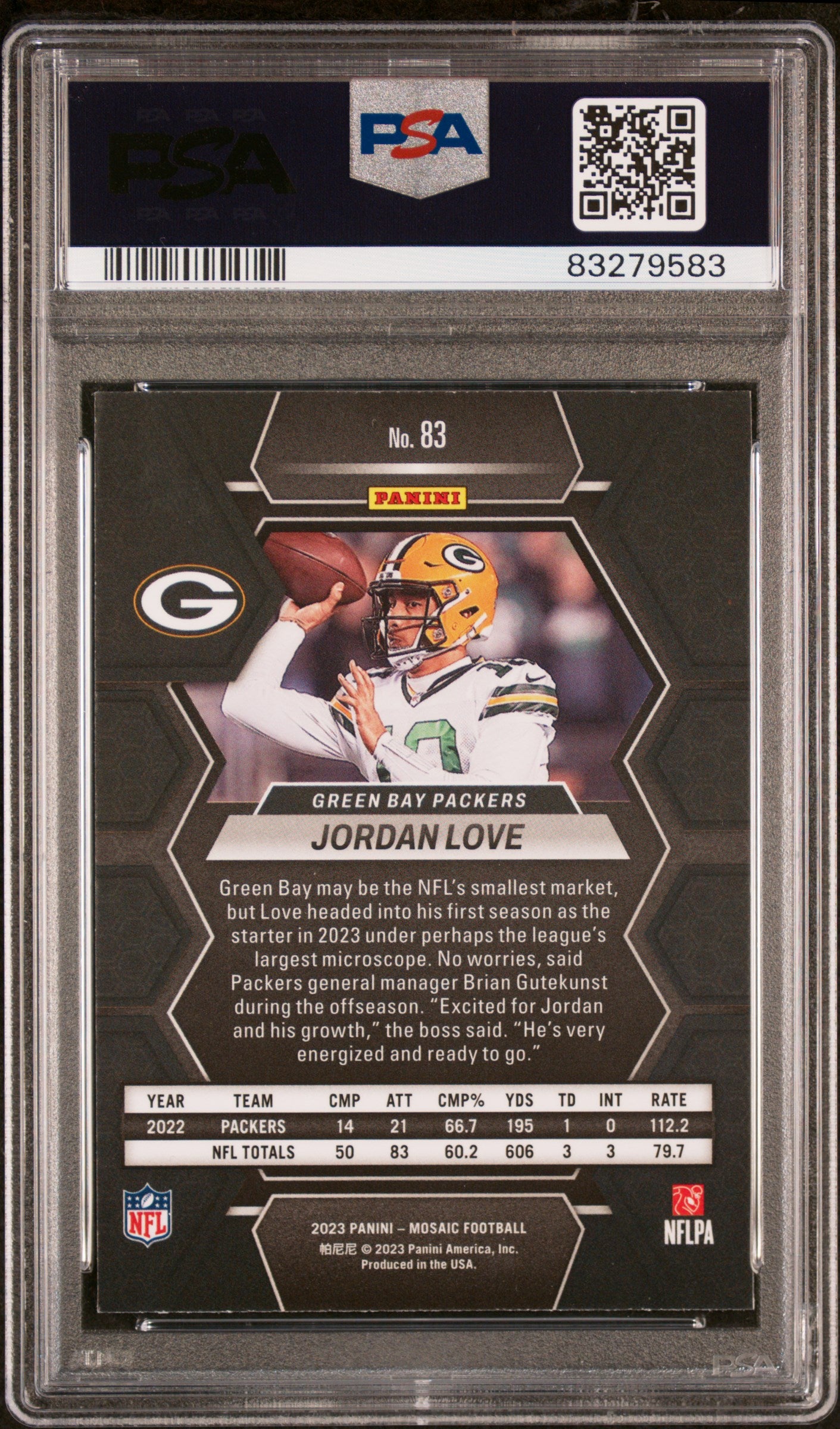 2023 Panini Mosaic #83 Jordan Love PSA 10 Packers