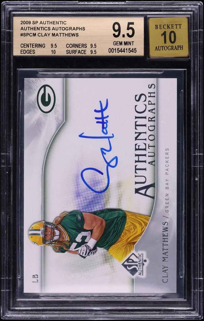 2009 SP Authentic #SP-CM Clay Matthews RC Authentics Autographs BGS 9.5