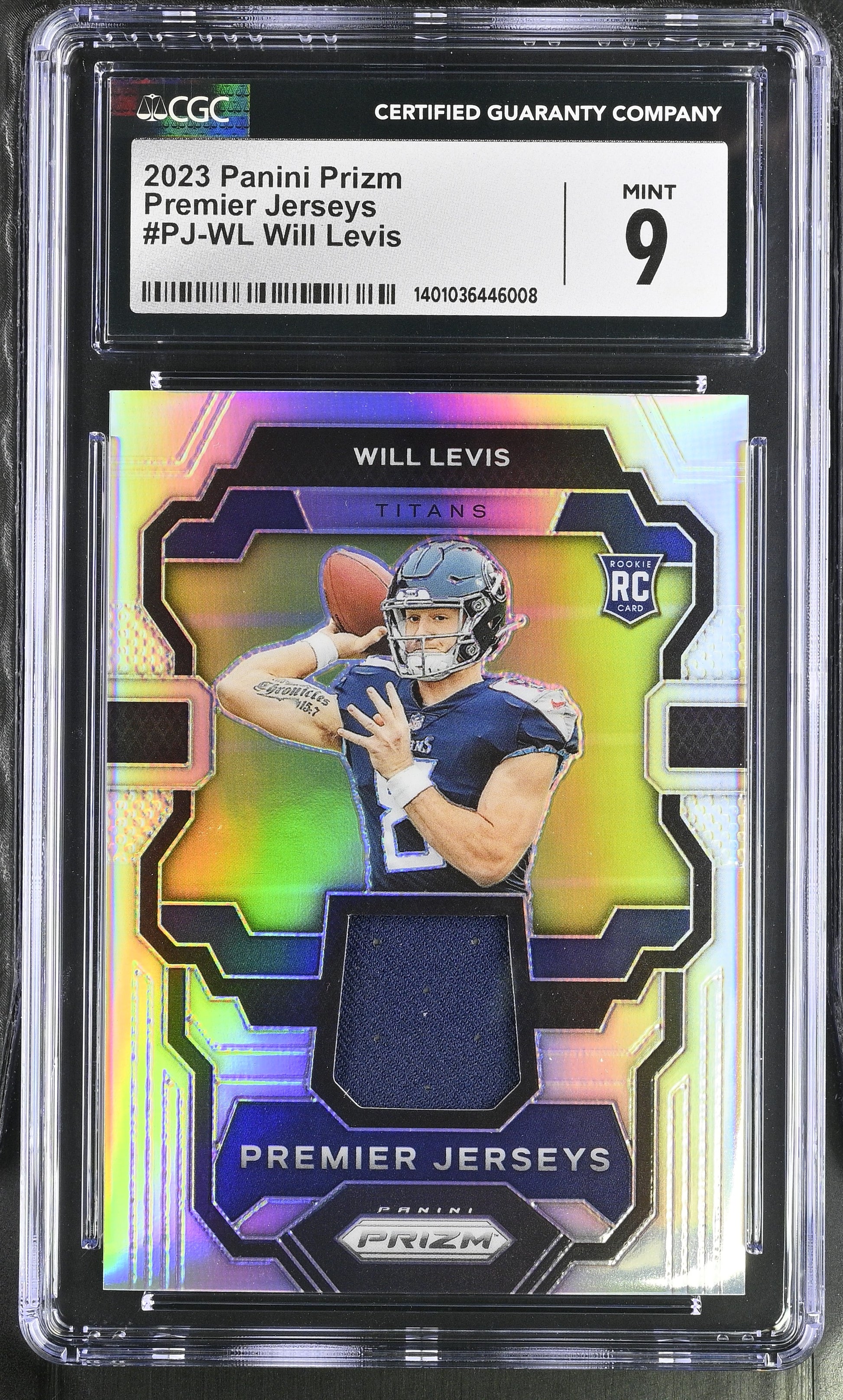 2023 Panini Prizm #PJ-WL Will Levis Premier Jerseys CGC 9 RC Rookie Titans