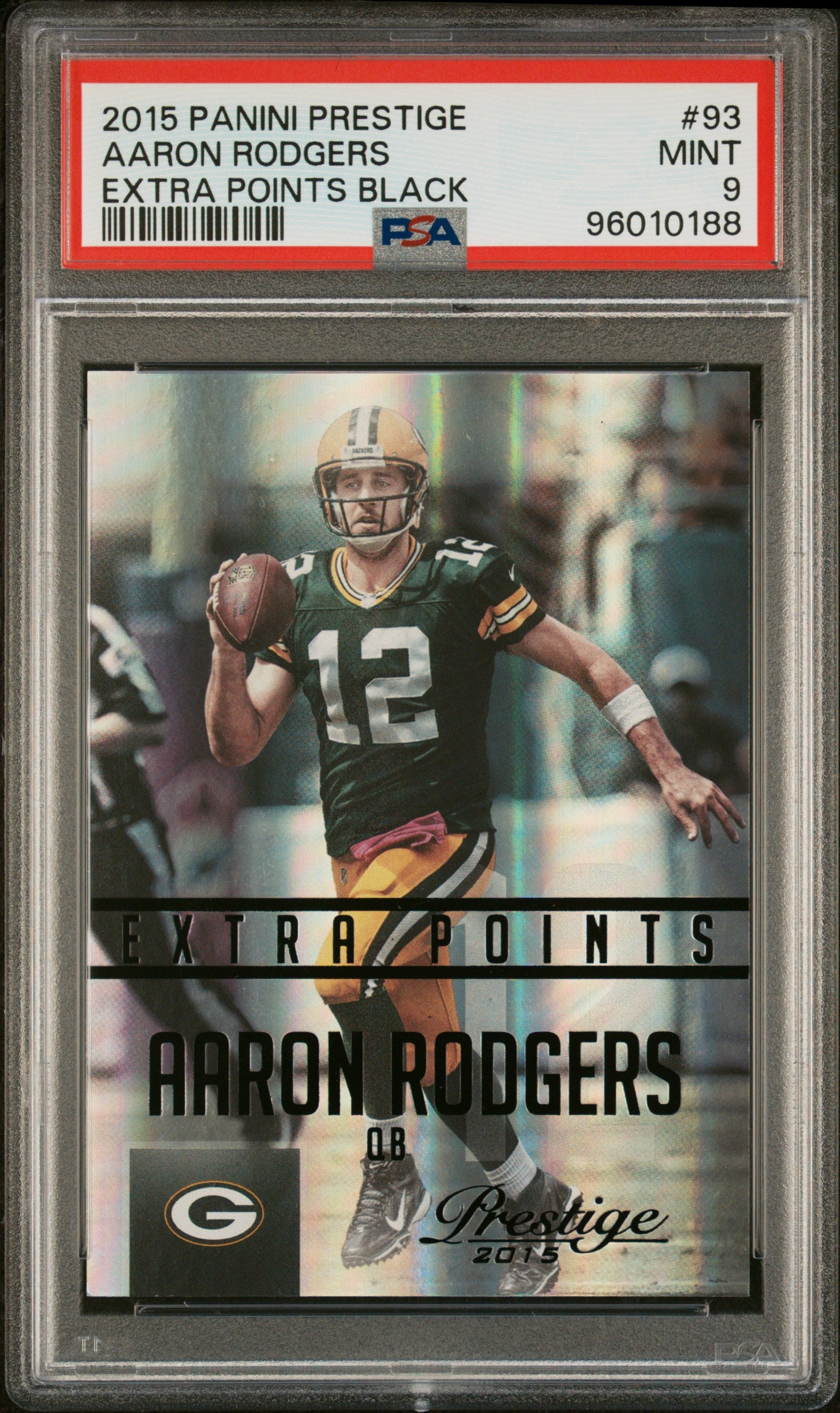 2015 Panini Prestige #93 Aaron Rodgers Extra Points Black PSA 9 #/10