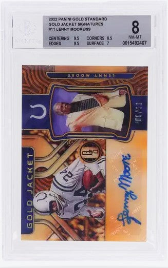 2022 Gold Standard #GJS-LMO Lenny Moore /99 Gold Jacket Auto BGS 8