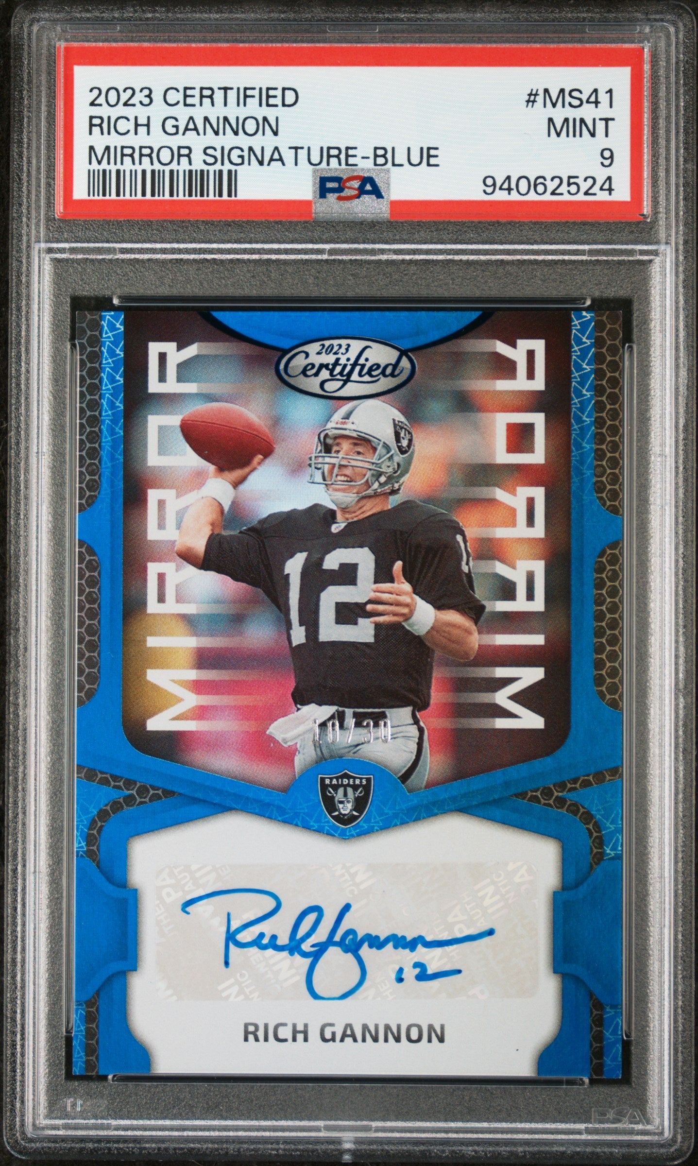 2023 Certified #MS41 Rich Gannon /30 Mirror Auto Blue PSA 9