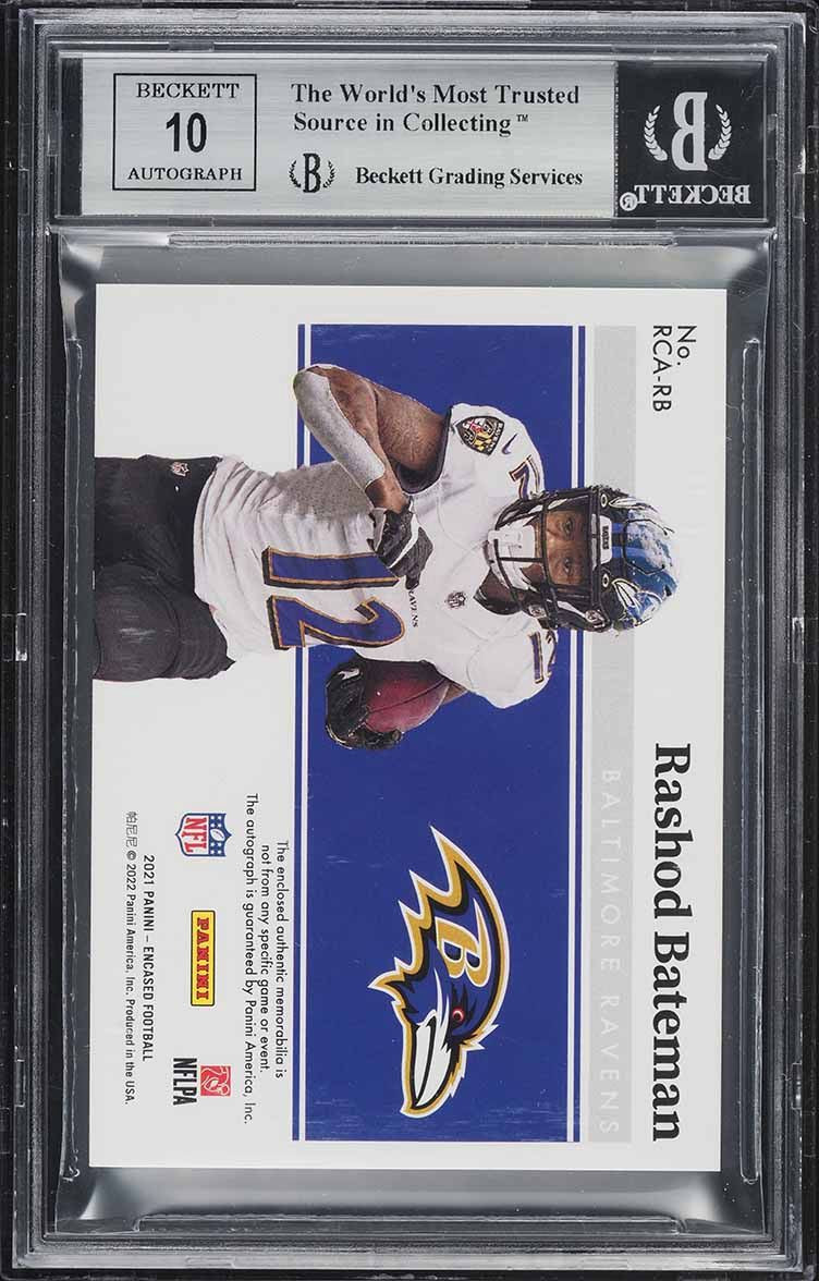 2021 Encased #RCA-RB Rashod Bateman 1/1 RC Dual Swatch Auto Diamond BGS 8.5