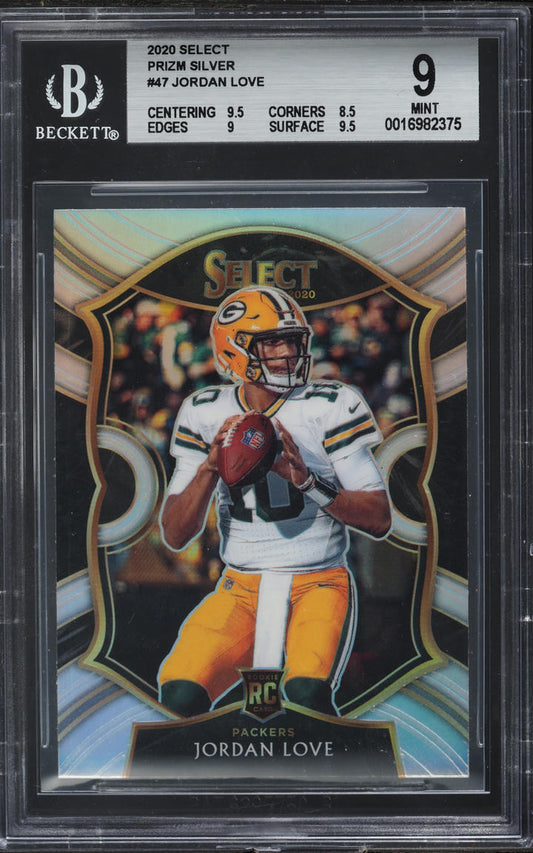 2020 Panini Select #47 Jordan Love Silver Prizm BGS 9