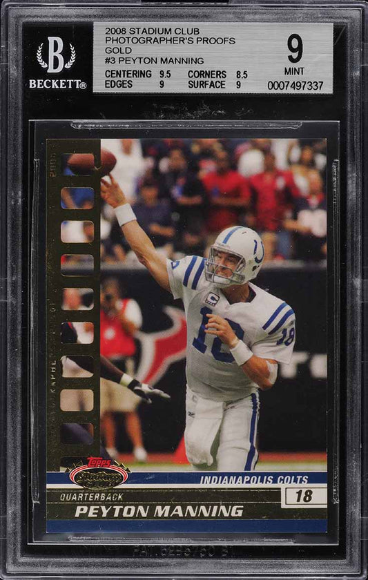 2008 Stadium Club #3 Peyton Manning Photographer's Proofs Gold BGS 9 #/50