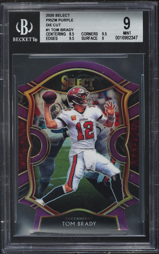 2020 Panini Select #1 Tom Brady Purple Prizm Die Cut BGS 9 Buccaneers