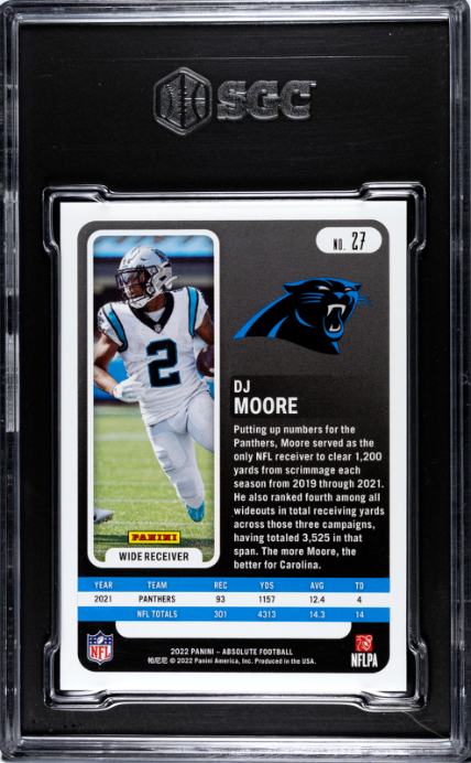 2022 Panini Absolute #27 DJ Moore 2/5 Spectrum Purple SGC 8.5 Panthers