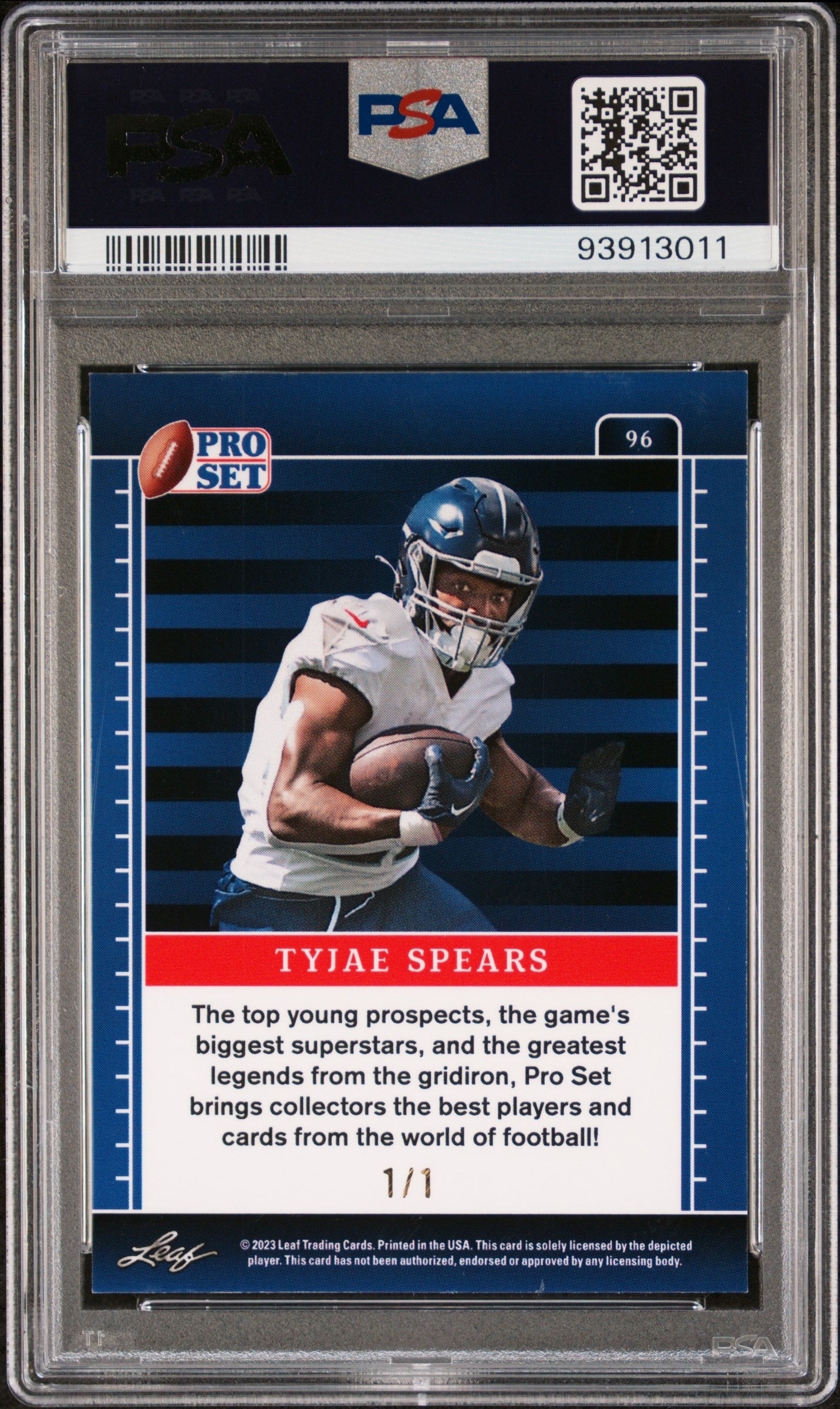 2023 Pro Set Metal #96 Tyjae Spears 1/1 Gold Pulsar RC Rookie PSA 8