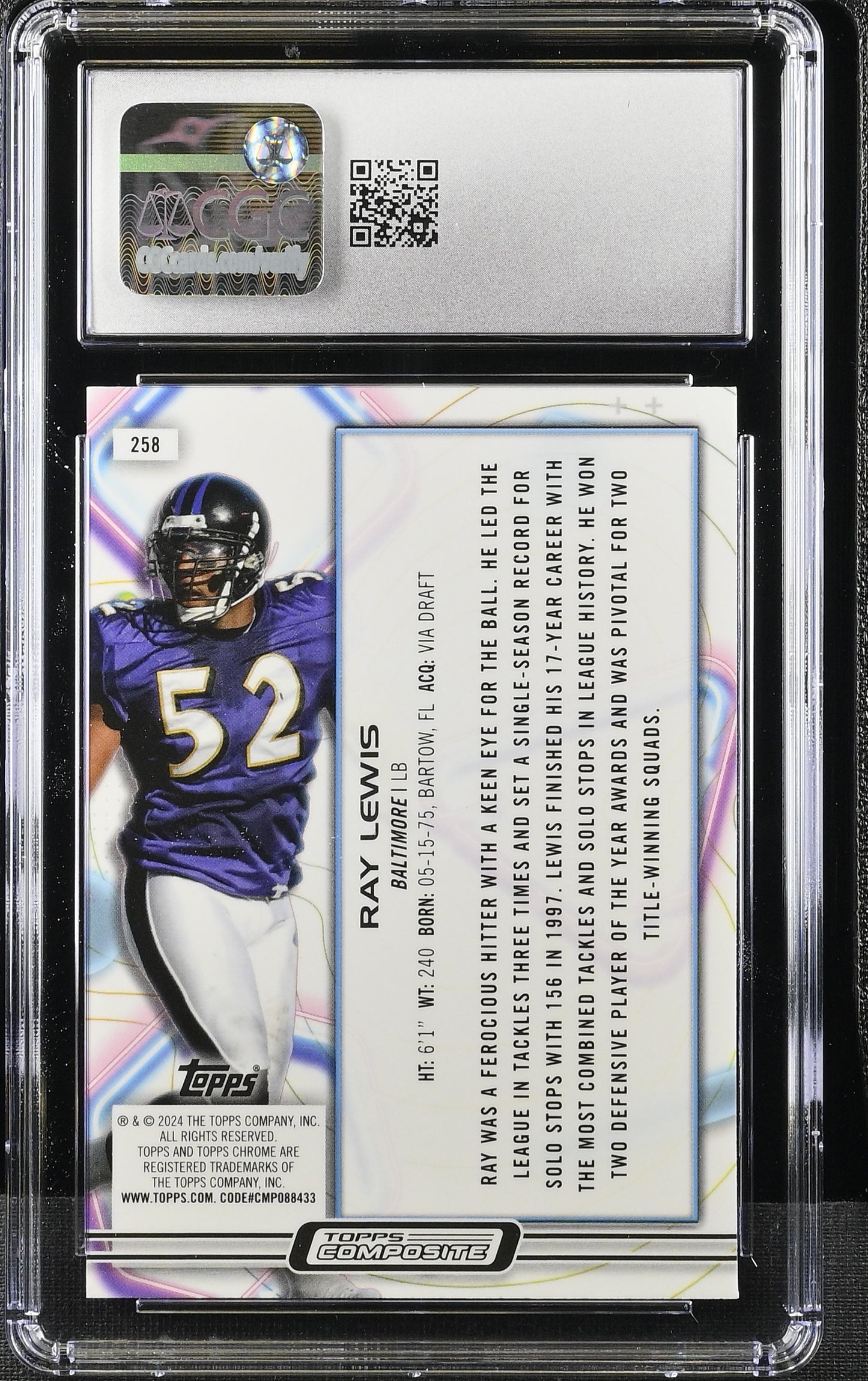 2023 Topps Composite #258 Ray Lewis Cosmic Chrome White Hole Refractor CGC 9