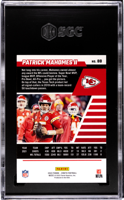 2022 Zenith #80 Patrick Mahomes II Retail SGC 8.5 Chiefs