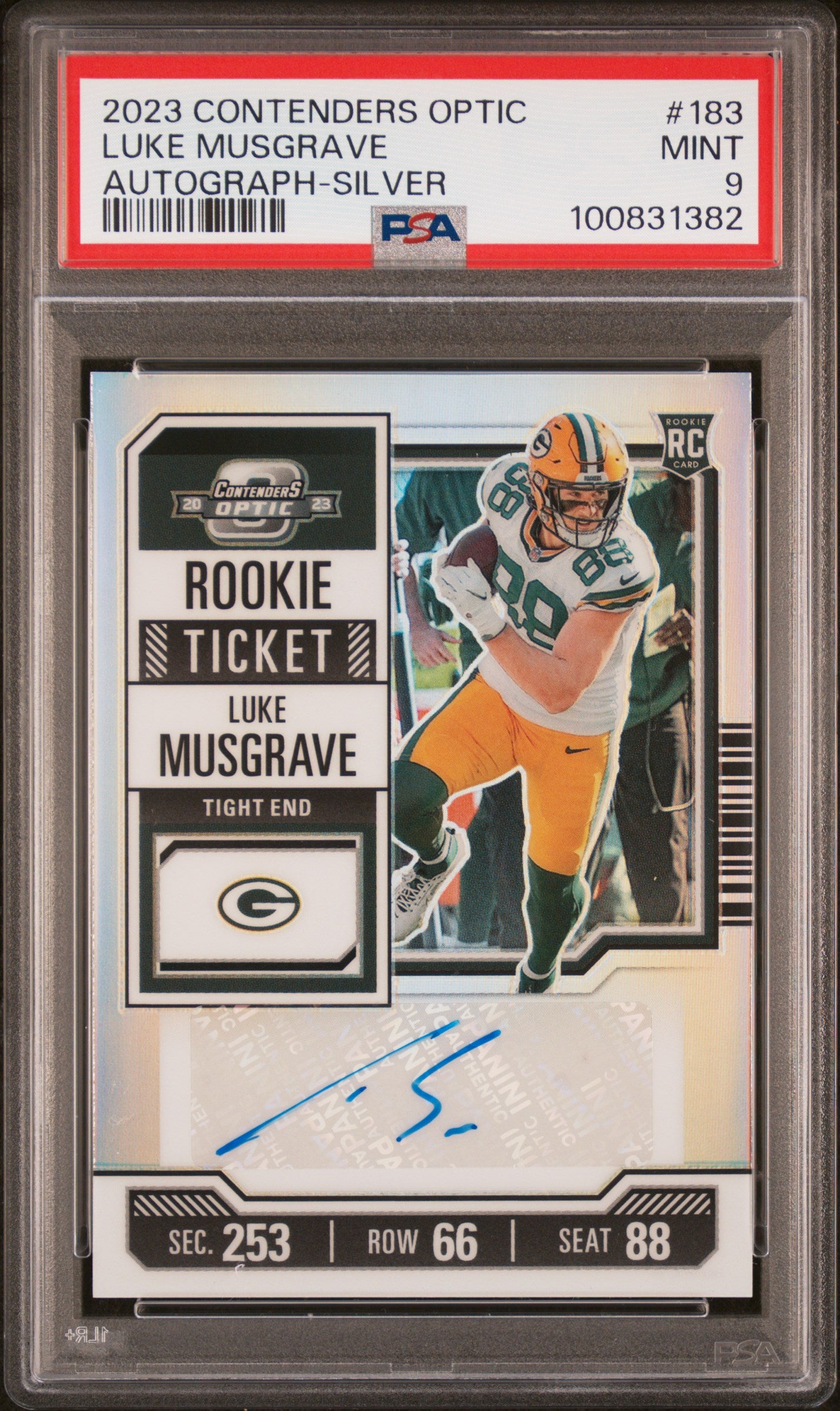 2023 Panini Contenders Optic #183 Luke Musgrave RC Autograph Silver PSA 9