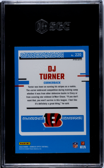 2023 Donruss Optic #220 DJ Turner Holo SGC 10 RC Rookie Bengals